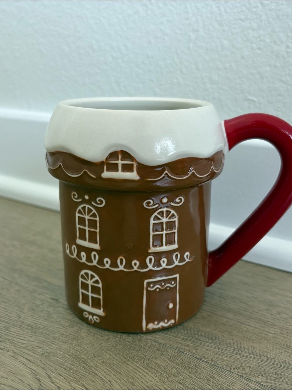 Festive Gingerbread House Ceramic Mug - Red Handle - Target